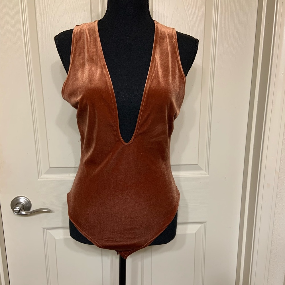 Brown velvet fashion nova bodysuit